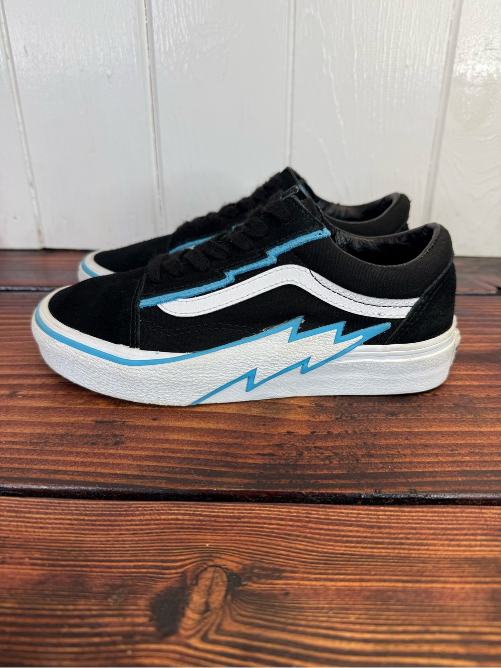 Vans Old Skool Bolt Black Blue Low Top Skate Shoes Women’s 6.5 Men’s 5